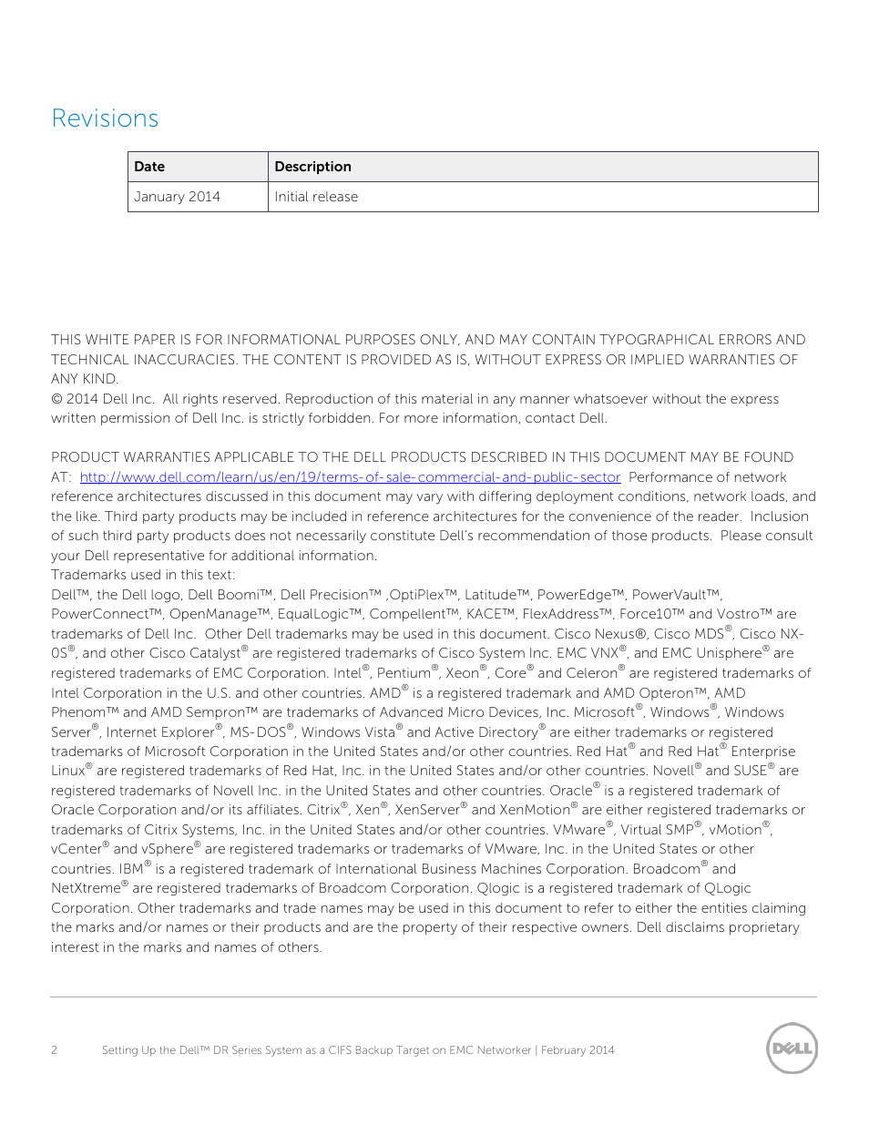 Revisions | Dell DR4000 User Manual | Page 2 / 34