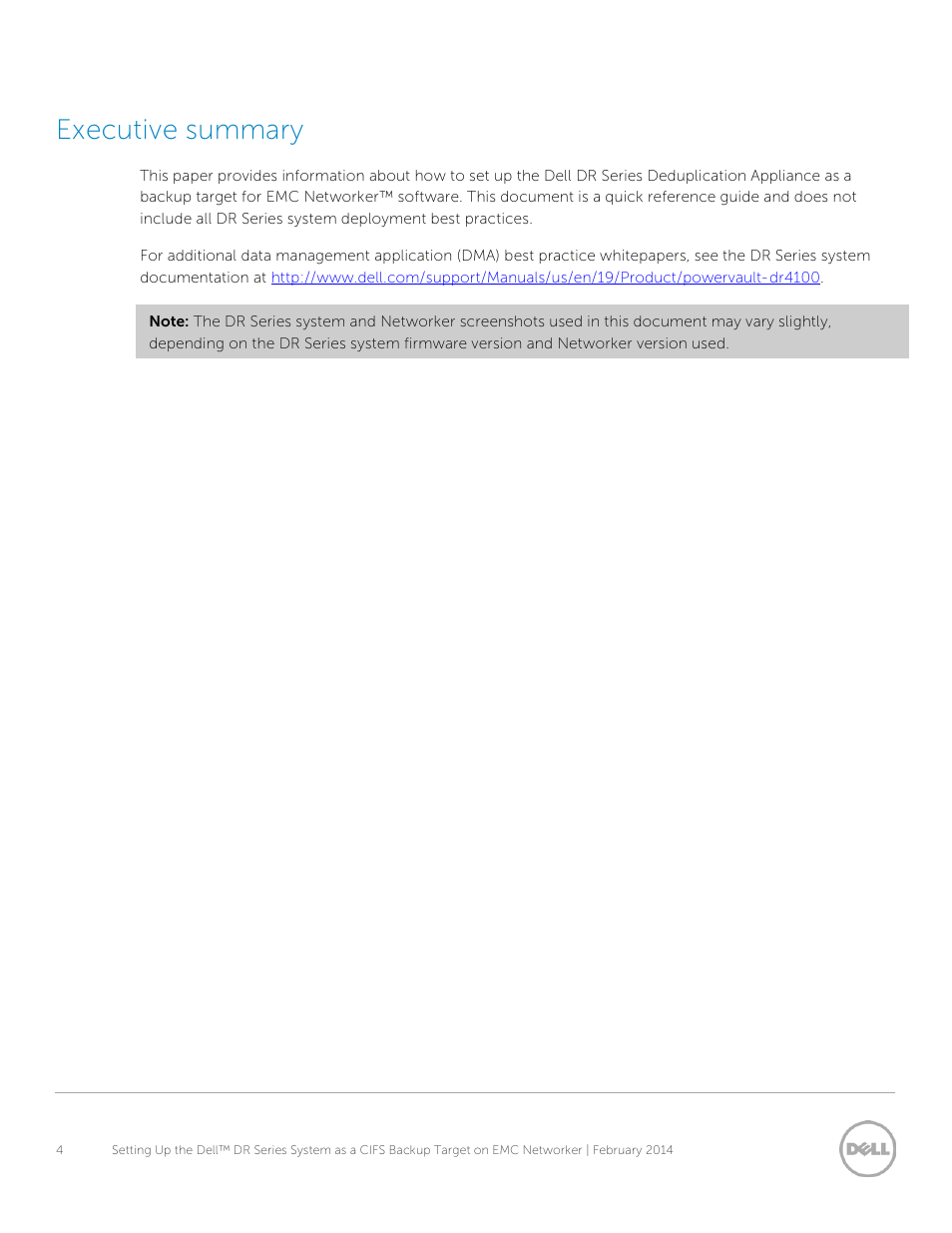 Executive summary | Dell DR4000 User Manual | Page 4 / 34