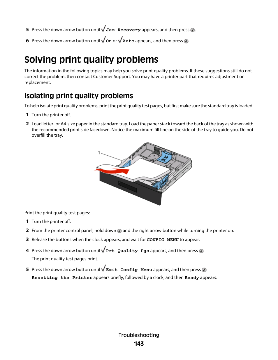 Solving print quality problems, Isolating print quality problems | Dell 3330dn Mono Laser Printer User Manual | Page 143 / 160