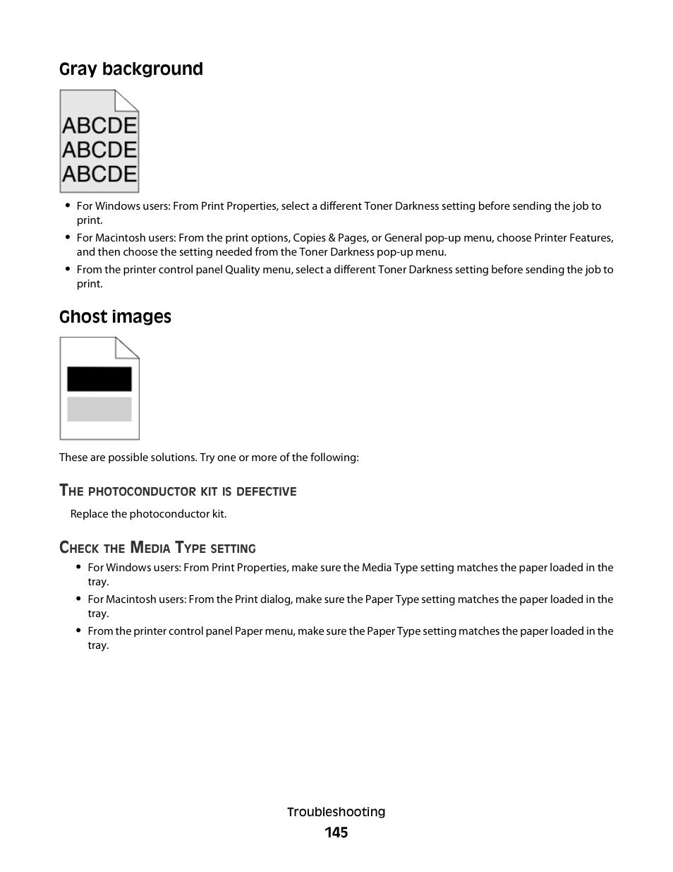 Gray background, Ghost images, Gray background ghost images | Dell 3330dn Mono Laser Printer User Manual | Page 145 / 160