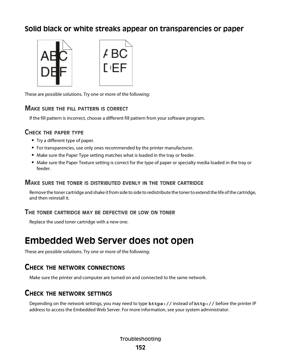 Embedded web server does not open, Check the network connections, Check the network settings | Dell 3330dn Mono Laser Printer User Manual | Page 152 / 160