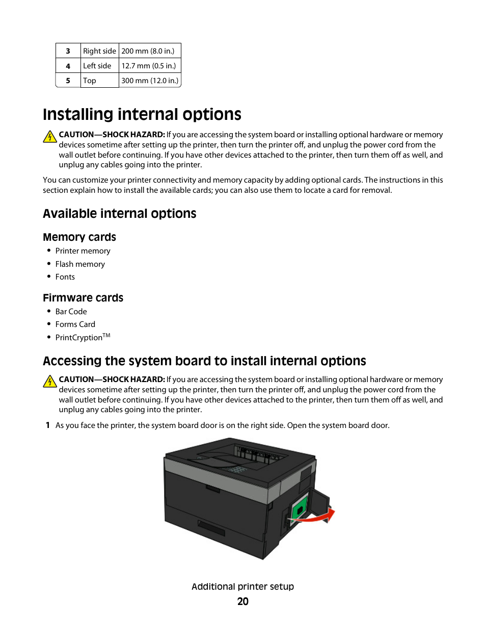 Installing internal options, Available internal options | Dell 3330dn Mono Laser Printer User Manual | Page 20 / 160