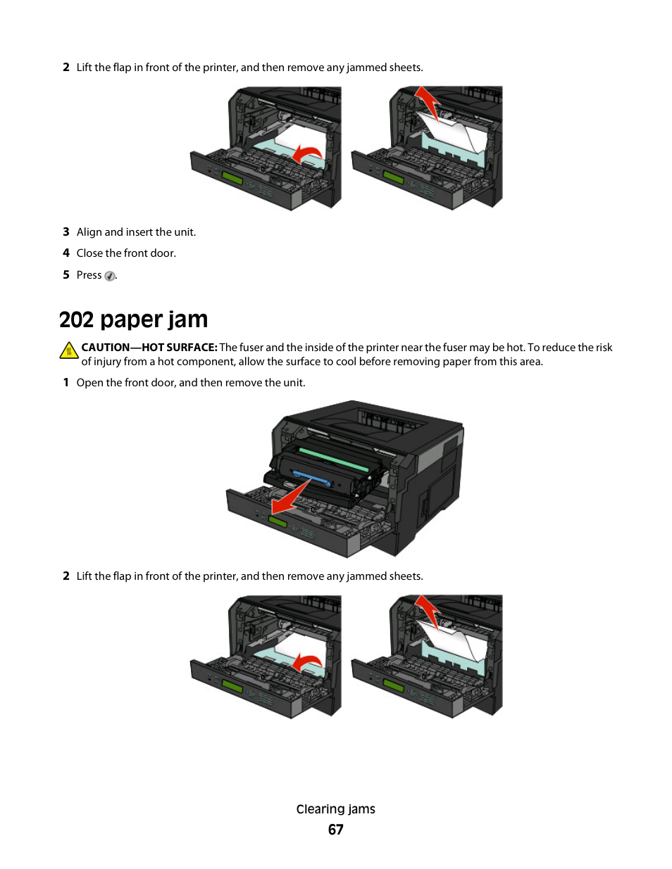 202 paper jam | Dell 3330dn Mono Laser Printer User Manual | Page 67 / 160