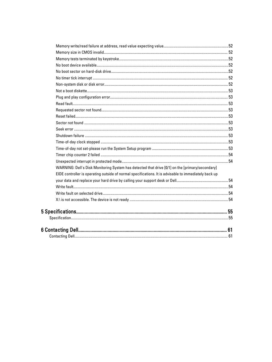 5 specifications, 6 contacting dell | Dell OptiPlex 3010 (Mid 2012) User Manual | Page 5 / 61