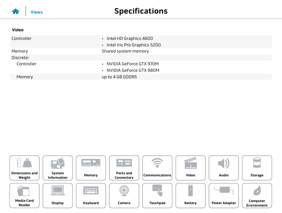 Video, Specifications | Dell Alienware 17 R2 (Early 2015) User Manual | Page 12 / 23
