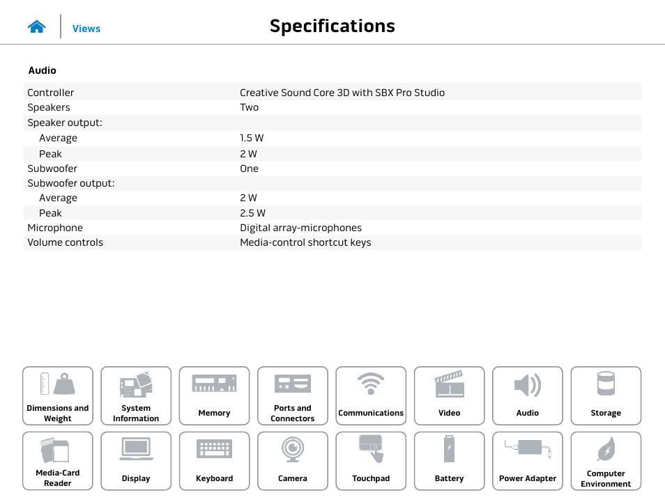 Audio, Specifications | Dell Alienware 17 R2 (Early 2015) User Manual | Page 13 / 23