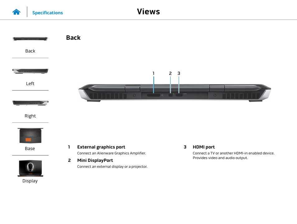 Views, Back | Dell Alienware 17 R2 (Early 2015) User Manual | Page 2 / 23