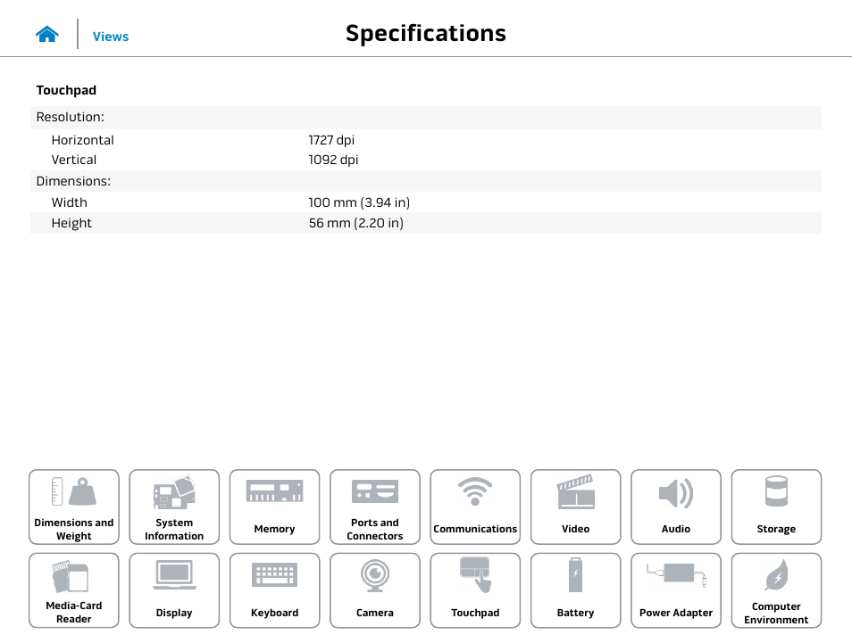 Touchpad, Specifications | Dell Alienware 17 R2 (Early 2015) User Manual | Page 20 / 23