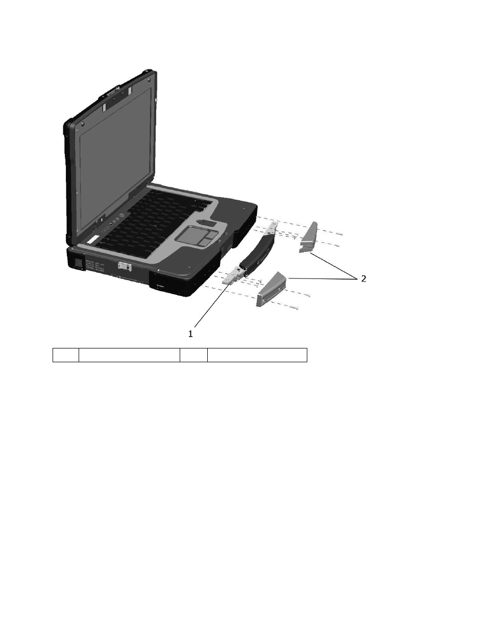 Emoving the, Andle, Nstalling the | 1 removing the handle, 2 installing the handle | Dell Latitude D630 XFR (Early 2008) User Manual | Page 20 / 106