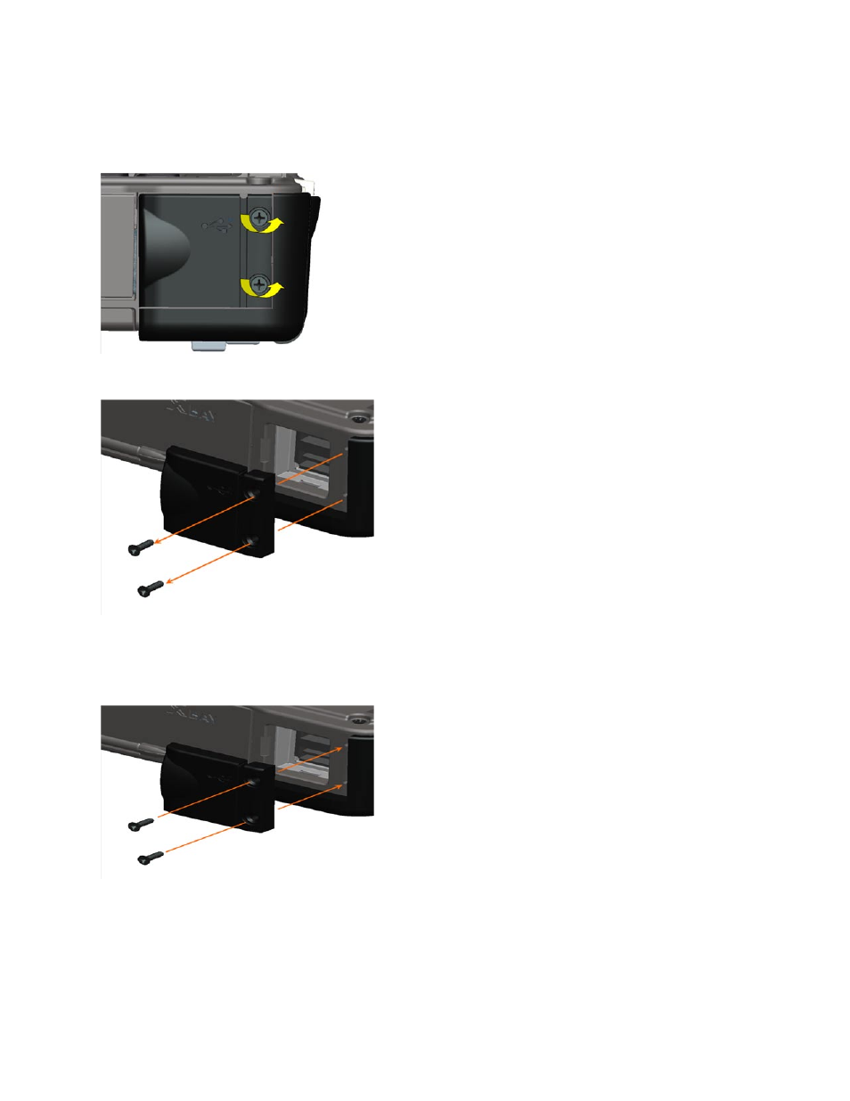 1 removing the usb side door, 2 installing the usb side door | Dell Latitude D630 XFR (Early 2008) User Manual | Page 33 / 106
