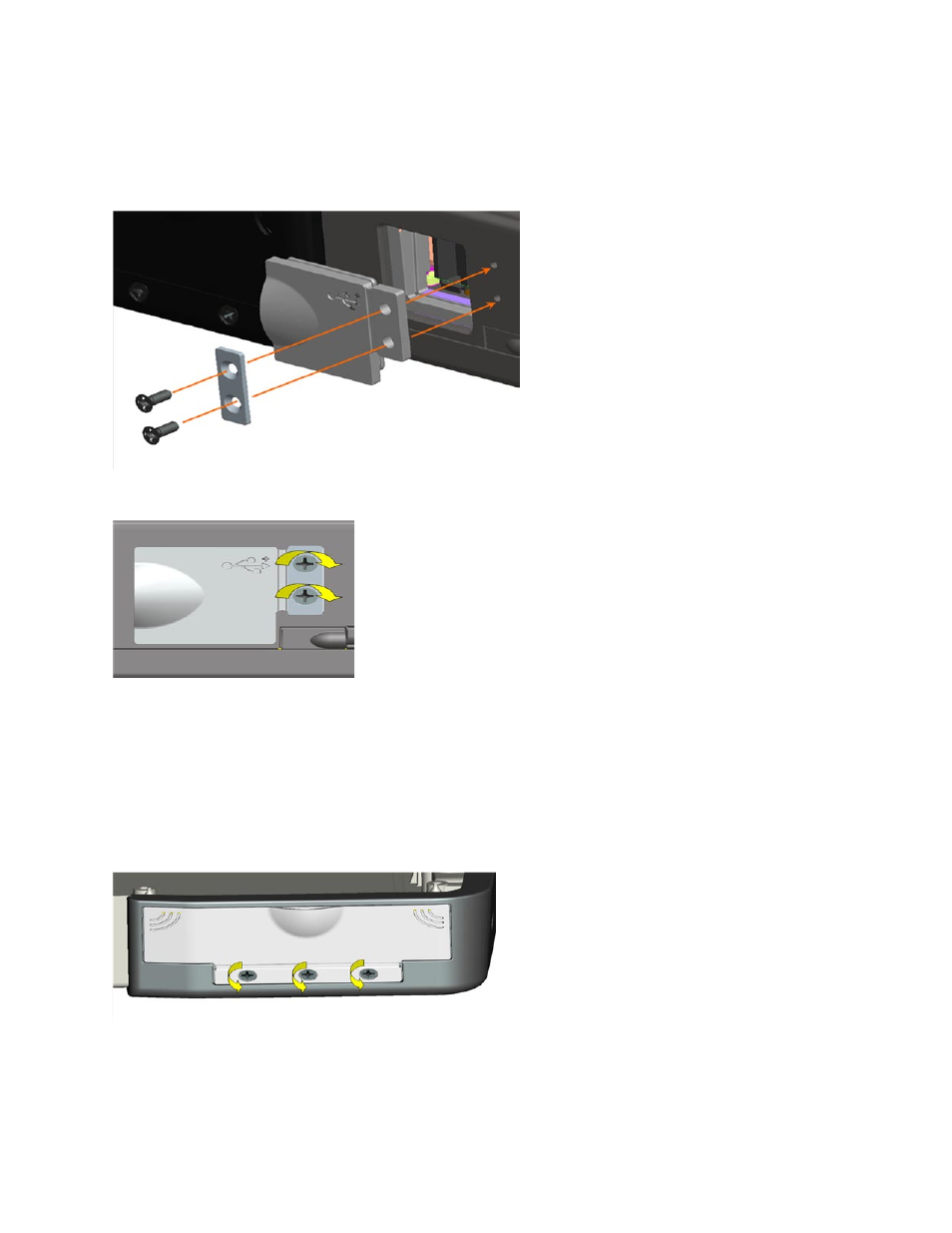 9 pc card slot door, 2 installing usb rear door, 1 removing the pc card slot door | Dell Latitude D630 XFR (Early 2008) User Manual | Page 35 / 106