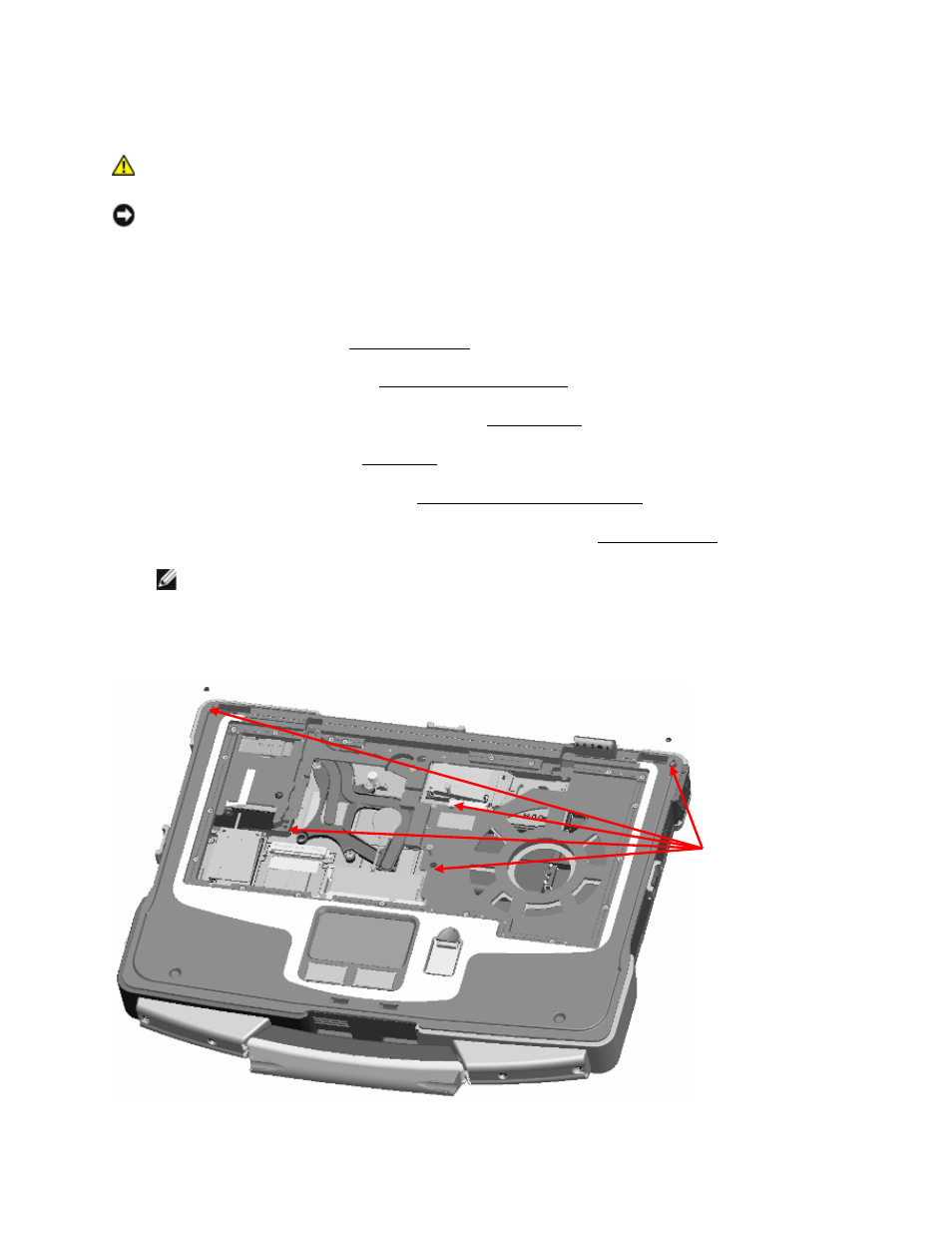 Palm rest, Emoving the, 14 palm rest | 1 removing the palm rest | Dell Latitude D630 XFR (Early 2008) User Manual | Page 78 / 106