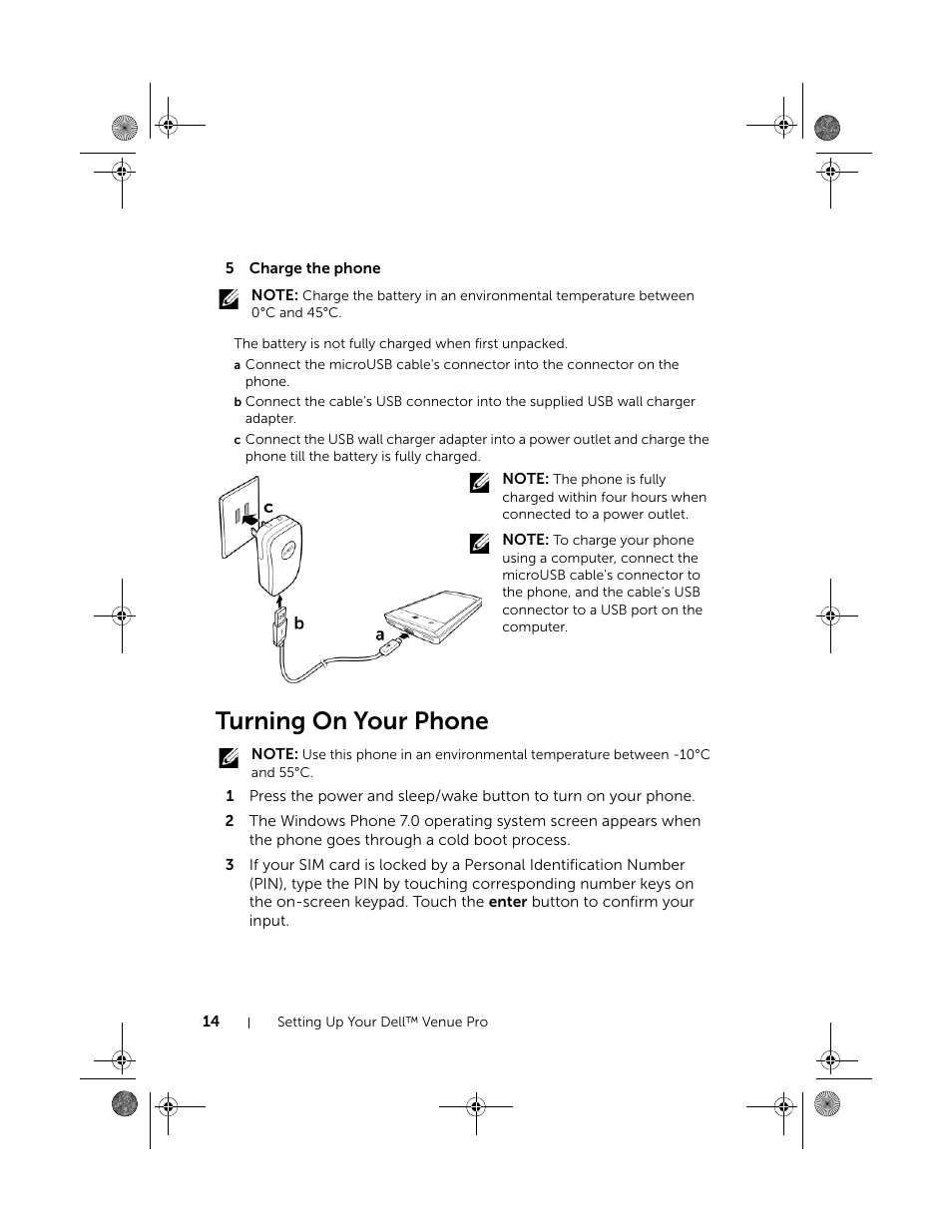 Turning on your phone | Dell Mobile Venue Pro User Manual | Page 14 / 107