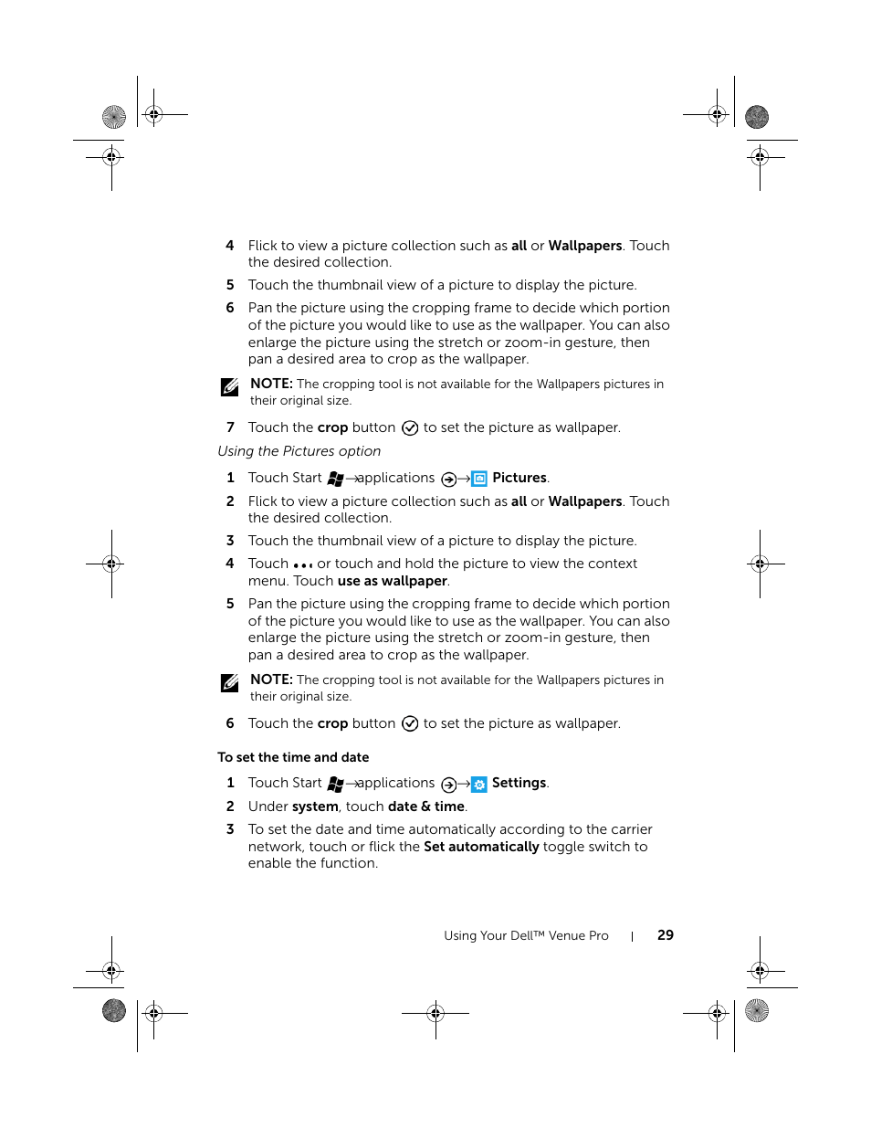 To set the time and date | Dell Mobile Venue Pro User Manual | Page 29 / 107