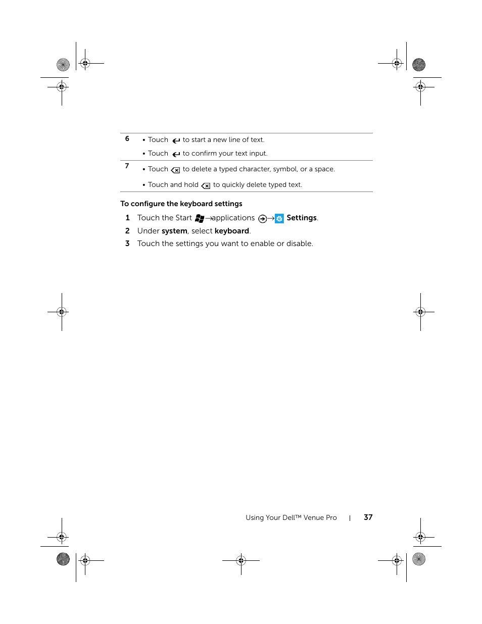 To configure the keyboard settings | Dell Mobile Venue Pro User Manual | Page 37 / 107