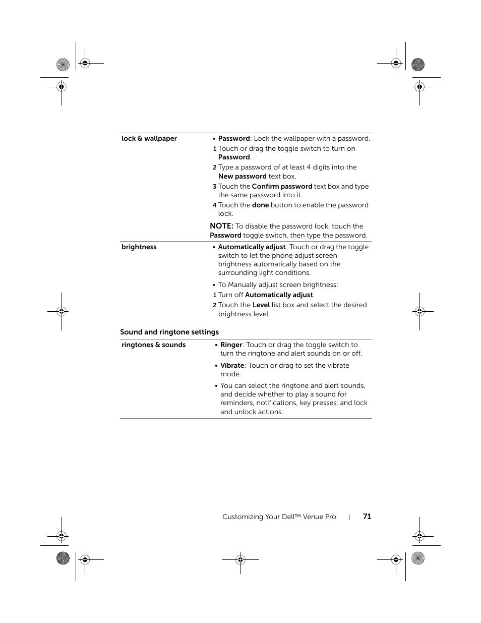 Sound and ringtone settings | Dell Mobile Venue Pro User Manual | Page 71 / 107