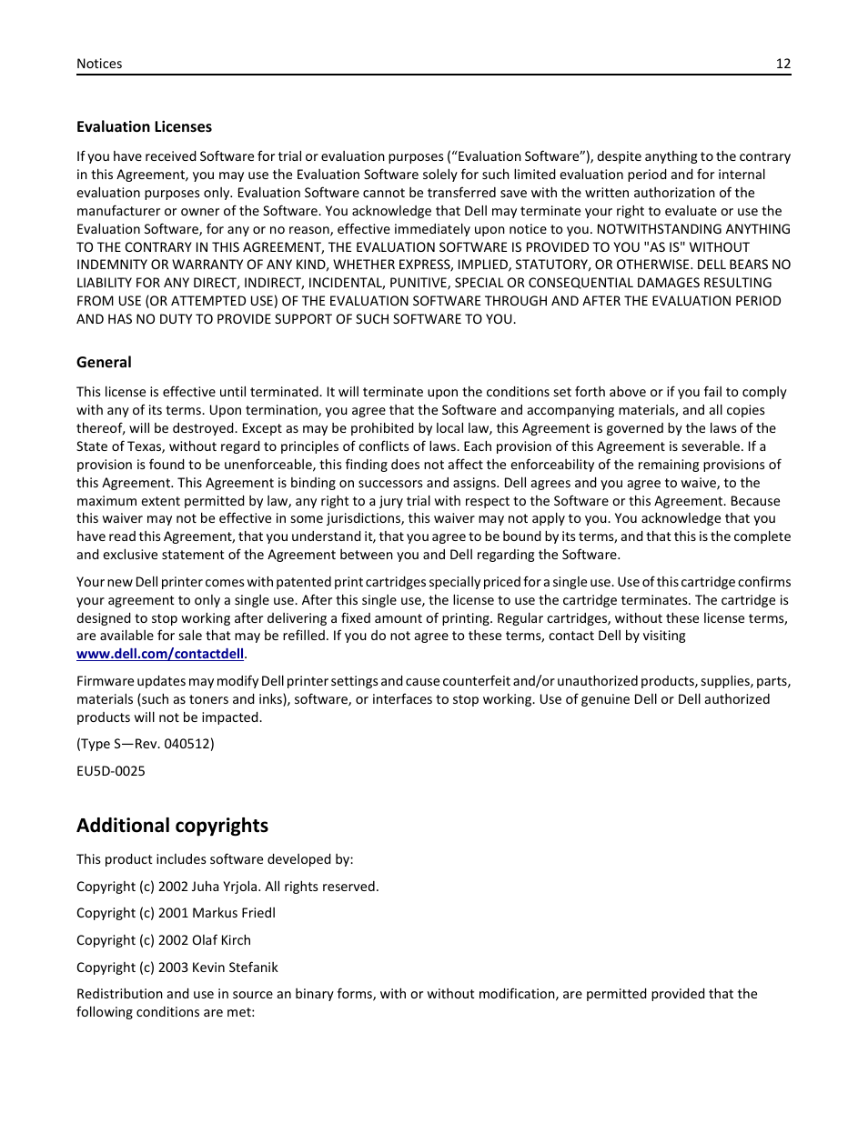 Additional copyrights | Dell B5465dnf Mono Laser Printer MFP User Manual | Page 12 / 14