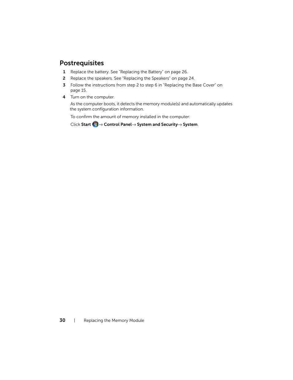 Postrequisites | Dell XPS 14 (L421X, Mid 2012) User Manual | Page 30 / 72