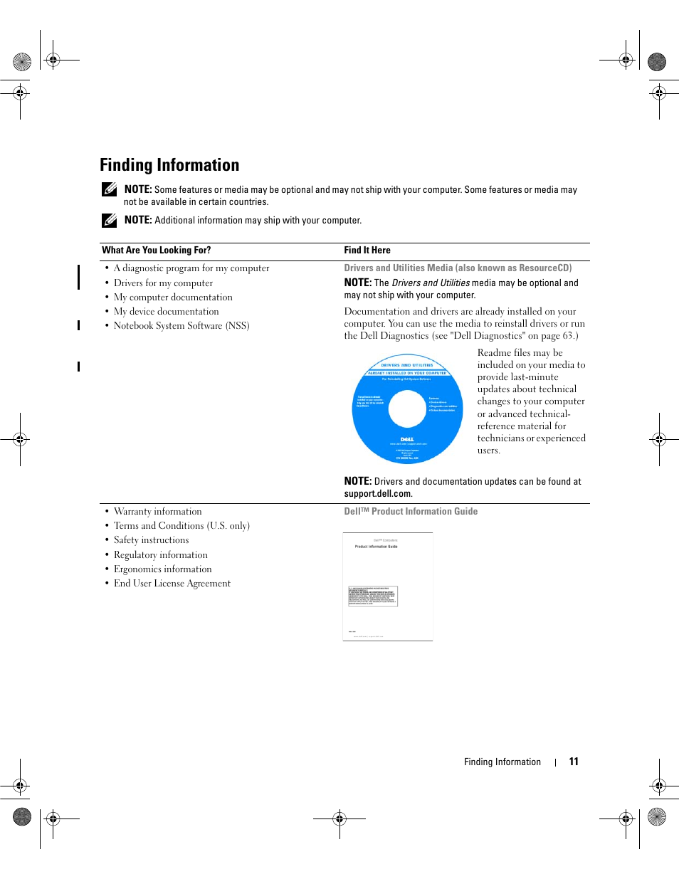 Finding information | Dell Latitude 131L User Manual | Page 11 / 168