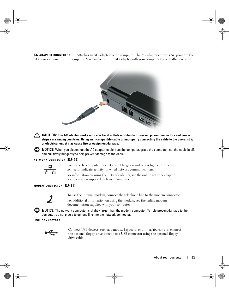 Usb connectors (2) | Dell Latitude 131L User Manual | Page 23 / 168