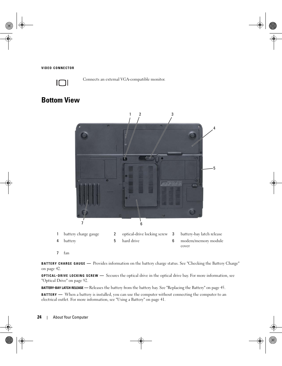 Bottom view | Dell Latitude 131L User Manual | Page 24 / 168