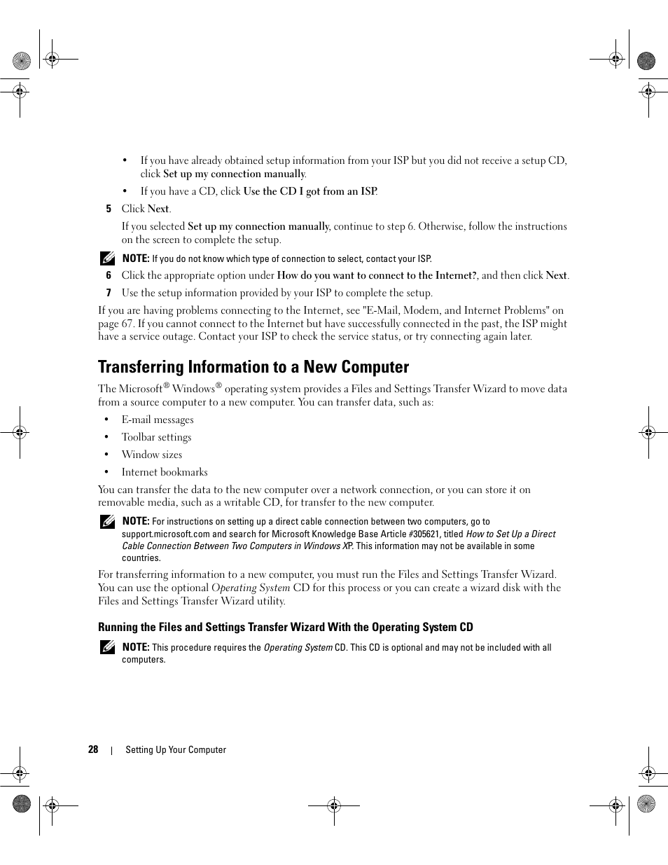 Transferring information to a new computer | Dell Latitude 131L User Manual | Page 28 / 168