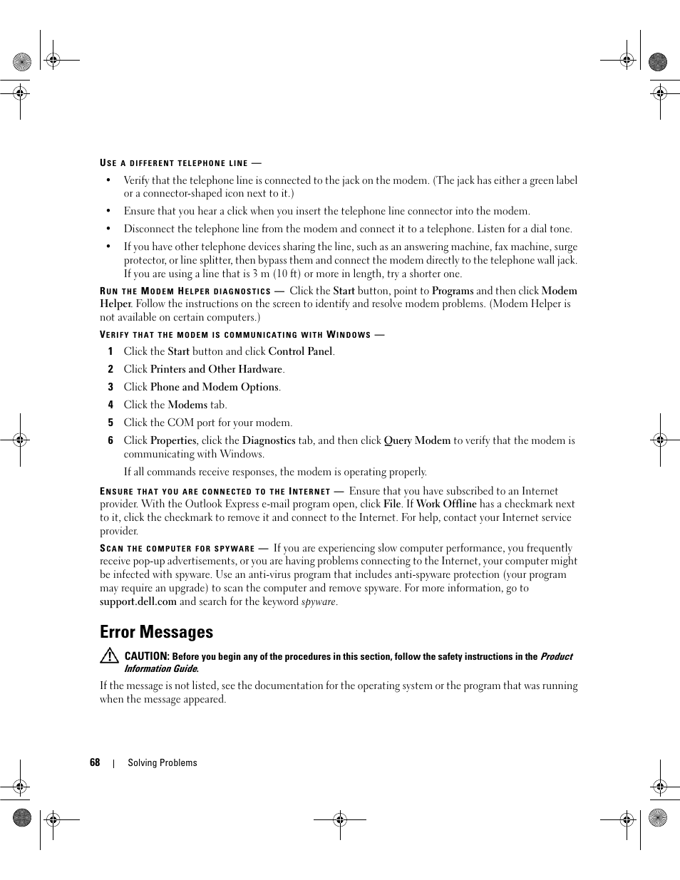 Error messages | Dell Latitude 131L User Manual | Page 68 / 168