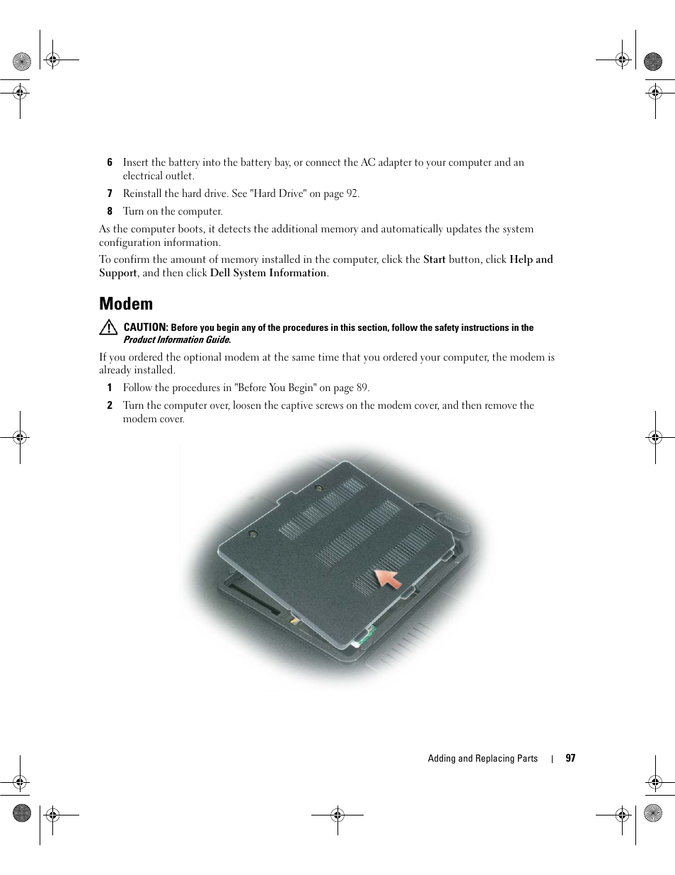Modem | Dell Latitude 131L User Manual | Page 97 / 168