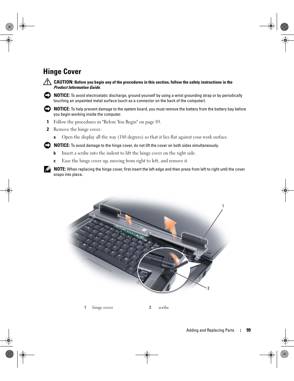 Hinge cover | Dell Latitude 131L User Manual | Page 99 / 168