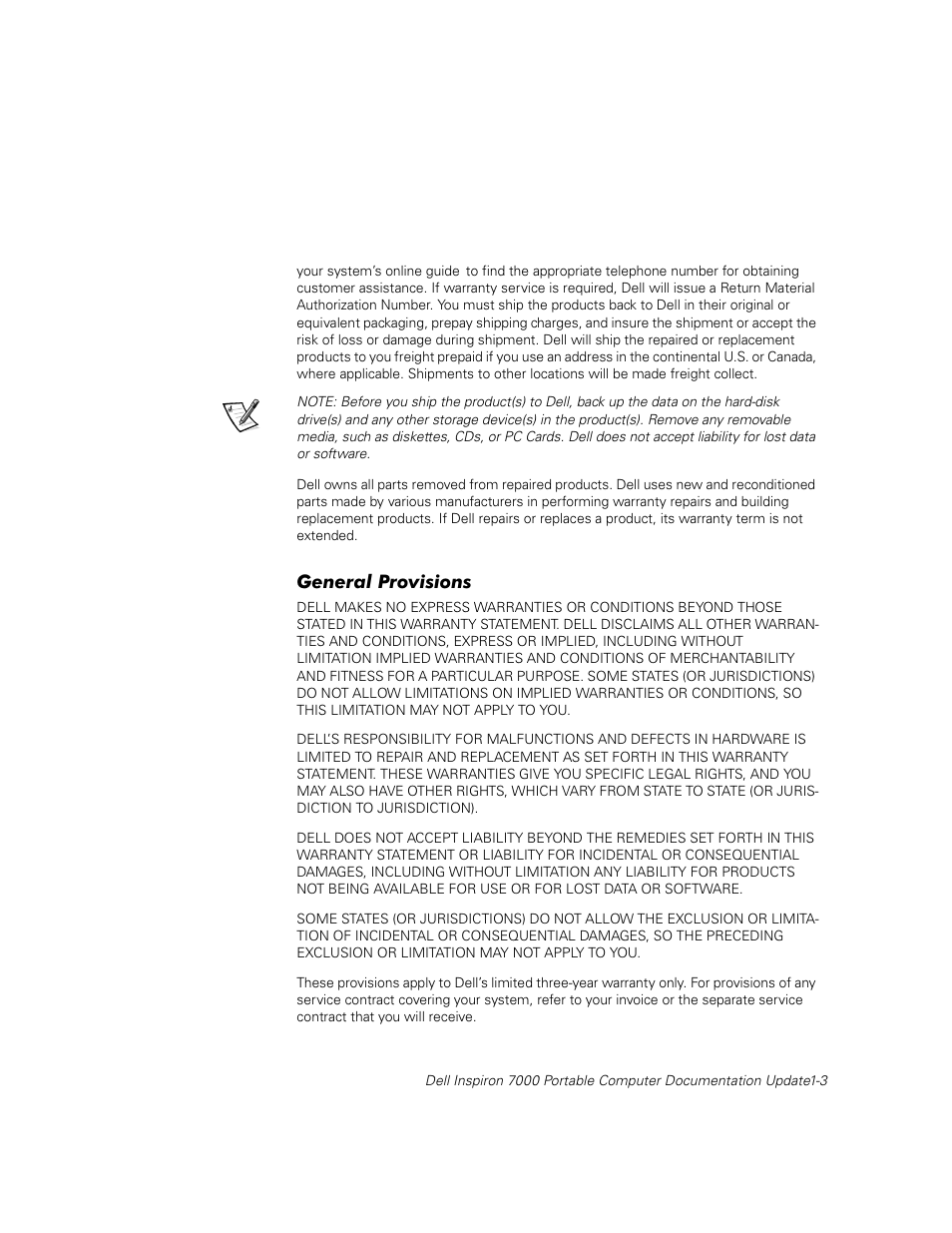 General provisions, Hqhudo3urylvlrqv | Dell Inspiron 7000 User Manual | Page 3 / 4