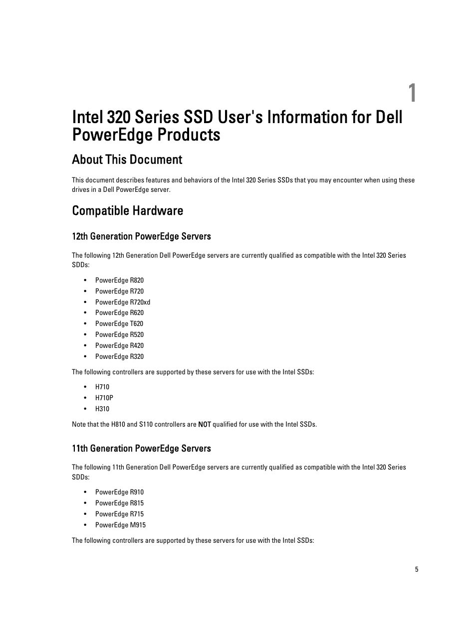 About this document, Compatible hardware, 12th generation poweredge servers | 11th generation poweredge servers | Dell POWEREDGE R720 User Manual | Page 5 / 15