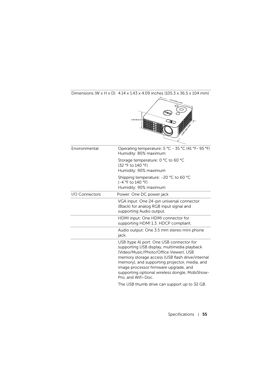 Dell Mobile Projector M115HD User Manual | Page 55 / 64