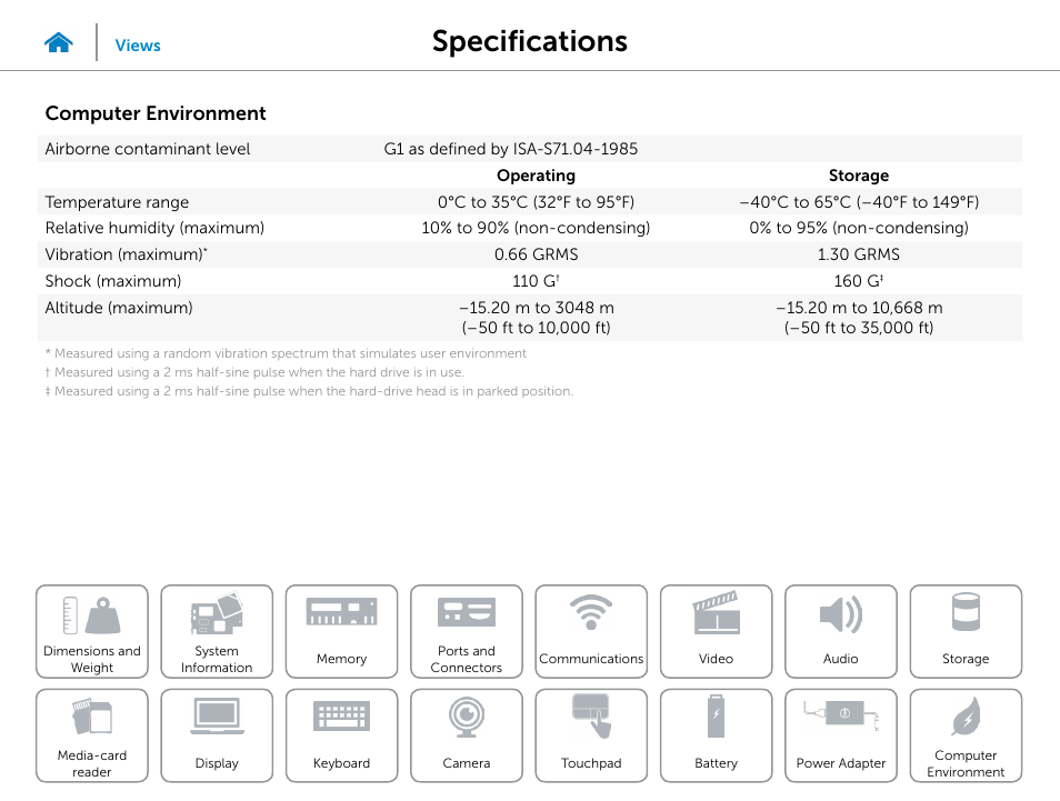 Computer, Environment, Specifications | Computer environment | Dell Inspiron 14 (5448, Early 2015) User Manual | Page 22 / 22