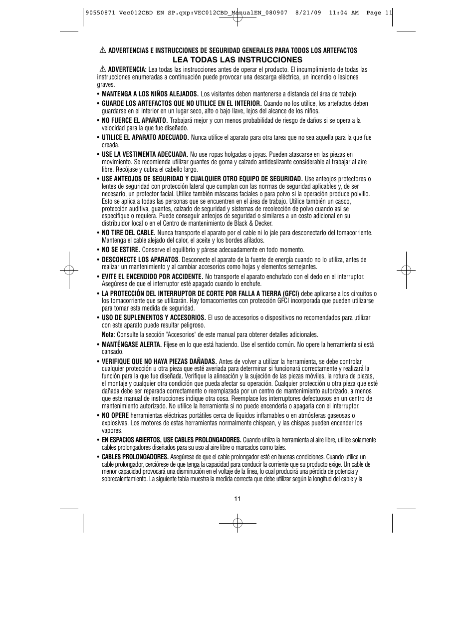 Black & Decker Start-It VEC012CBD User Manual | Page 12 / 20