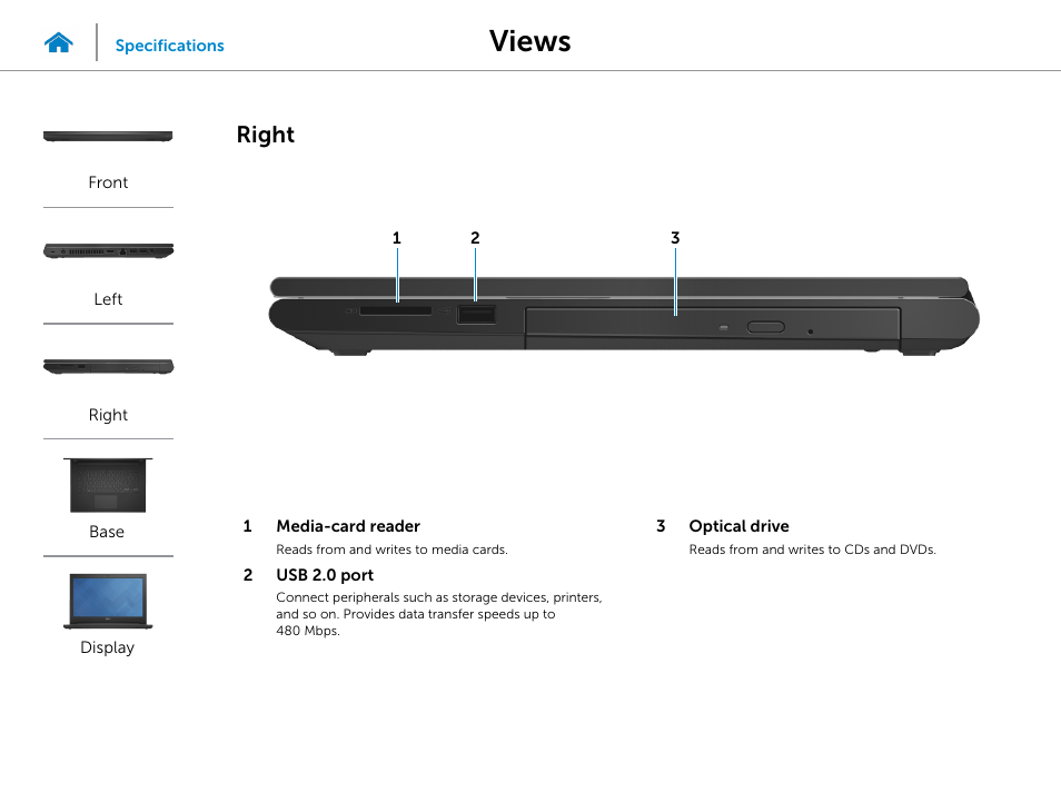 Right, Views | Dell Inspiron 14 (3442, Early 2014) User Manual | Page 4 / 22