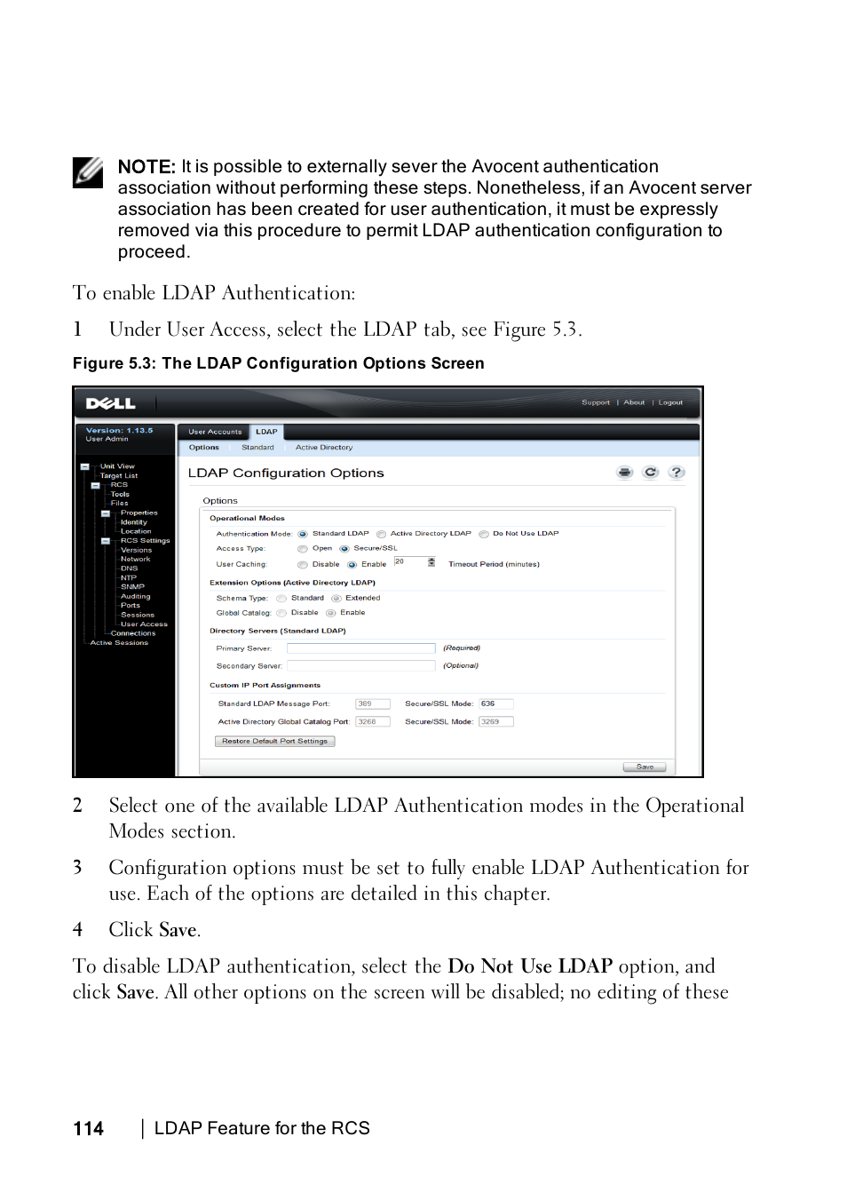 Ldapconfigscreen | Dell KVM 2162DS User Manual | Page 124 / 188