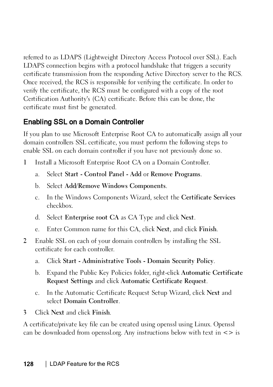 Enabling ssl on a domain controller | Dell KVM 2162DS User Manual | Page 138 / 188