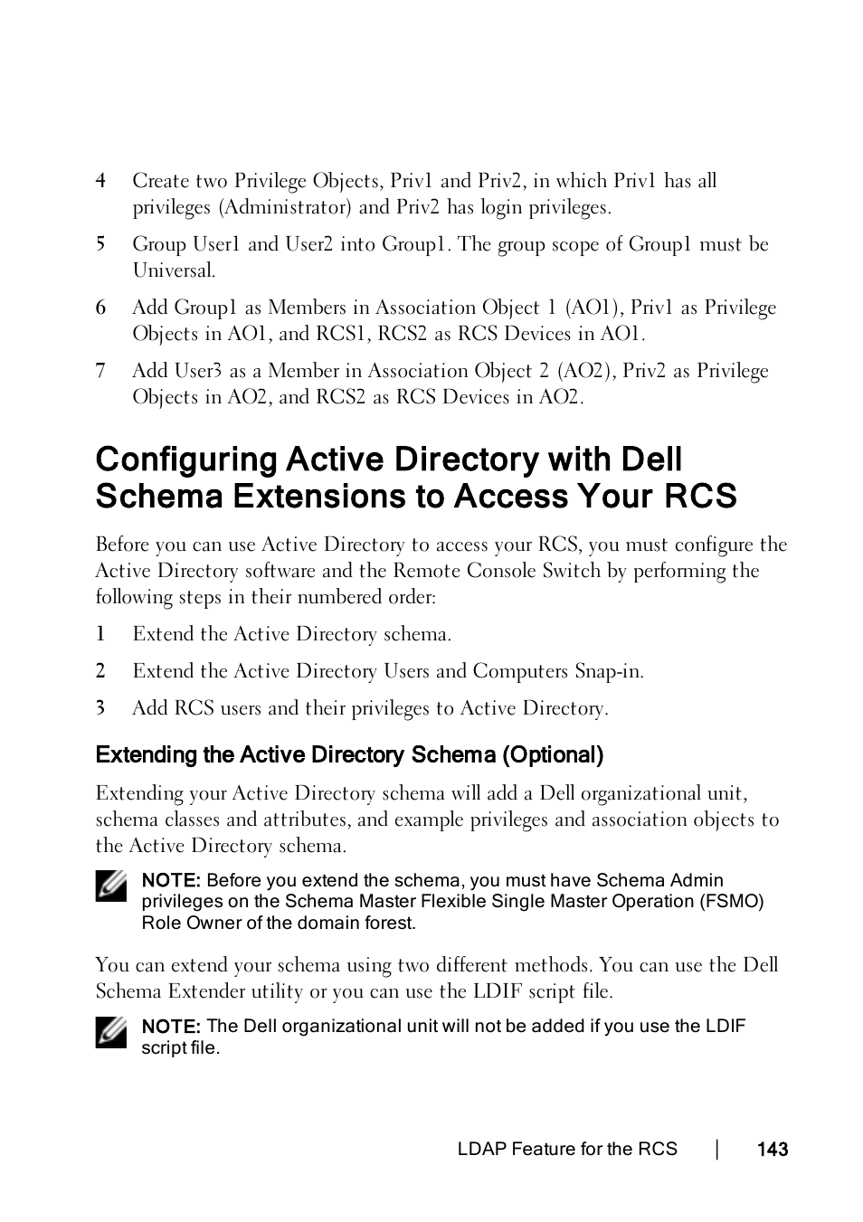 Extending the active directory schema (optional) | Dell KVM 2162DS User Manual | Page 153 / 188
