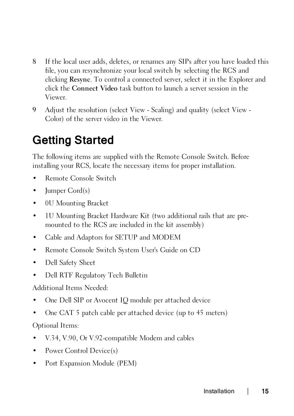 Getting started, Getting | Dell KVM 2162DS User Manual | Page 25 / 188