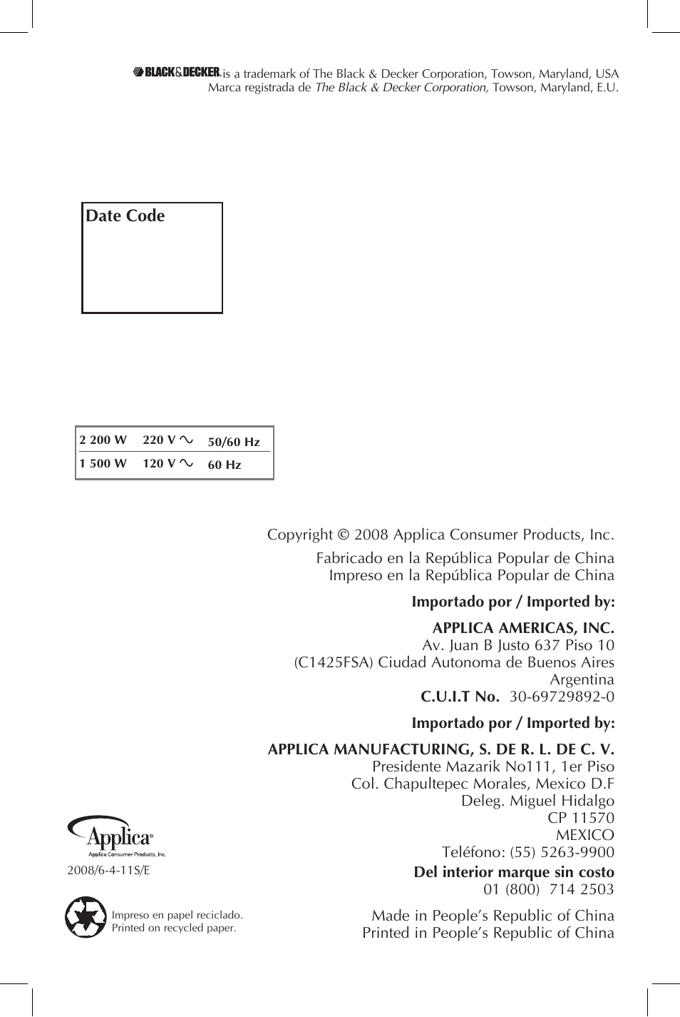 Black & Decker JKC651KT User Manual | Page 9 / 9