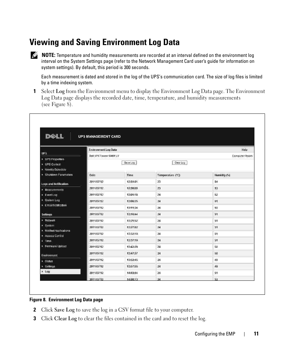 Viewing and saving environment log data | Dell UPS 1000T User Manual | Page 17 / 20