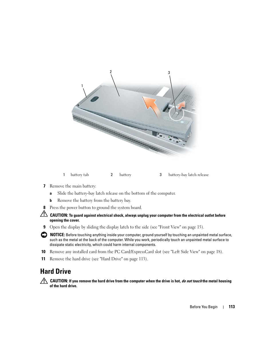 Hard drive | Dell Latitude D531 (Mid 2007) User Manual | Page 113 / 162