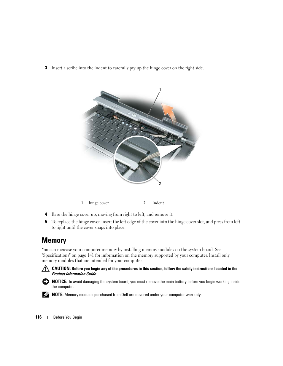 Memory, Memory" on | Dell Latitude D531 (Mid 2007) User Manual | Page 116 / 162