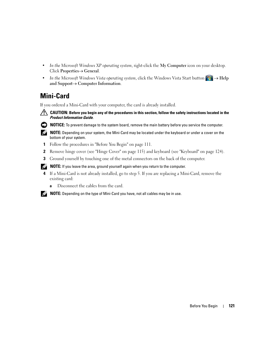 Mini-card | Dell Latitude D531 (Mid 2007) User Manual | Page 121 / 162