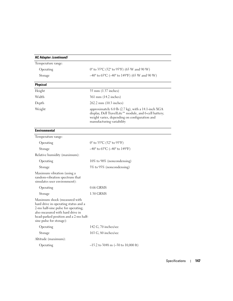 Dell Latitude D531 (Mid 2007) User Manual | Page 147 / 162