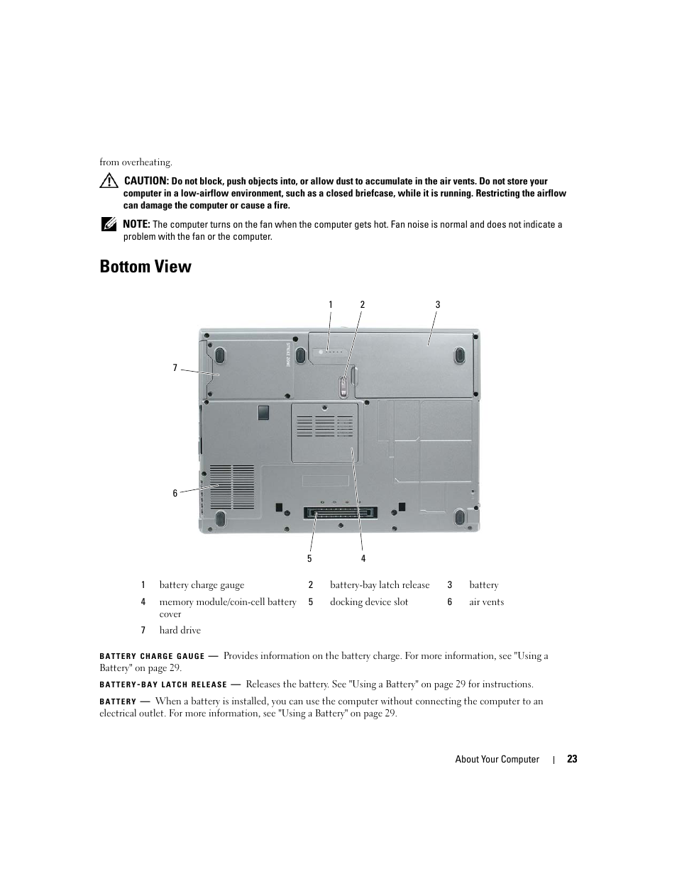 Bottom view | Dell Latitude D531 (Mid 2007) User Manual | Page 23 / 162