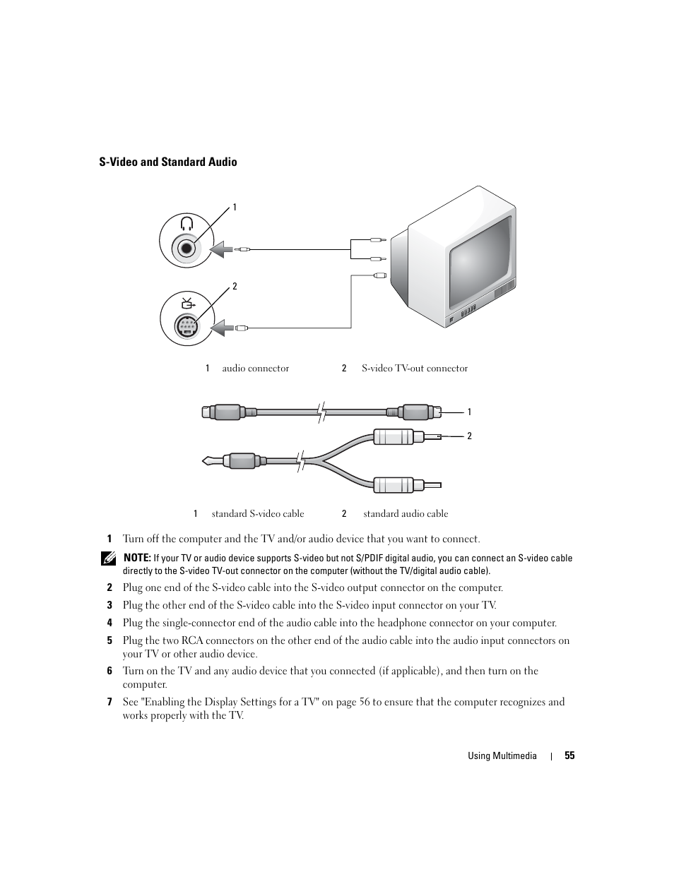 S-video and standard audio | Dell Latitude D531 (Mid 2007) User Manual | Page 55 / 162