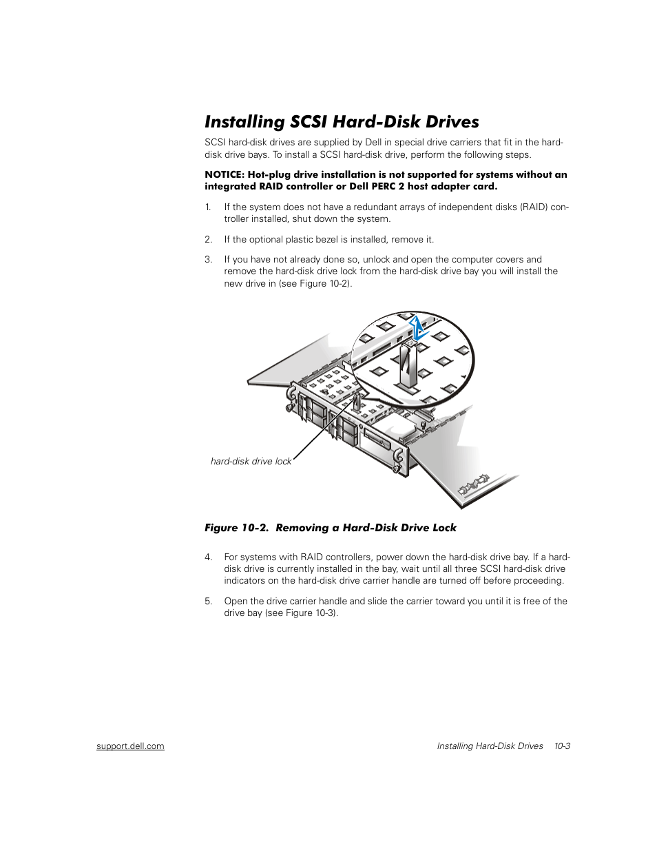 Installing scsi hard-disk drives | Dell PowerEdge 2450 User Manual | Page 103 / 166