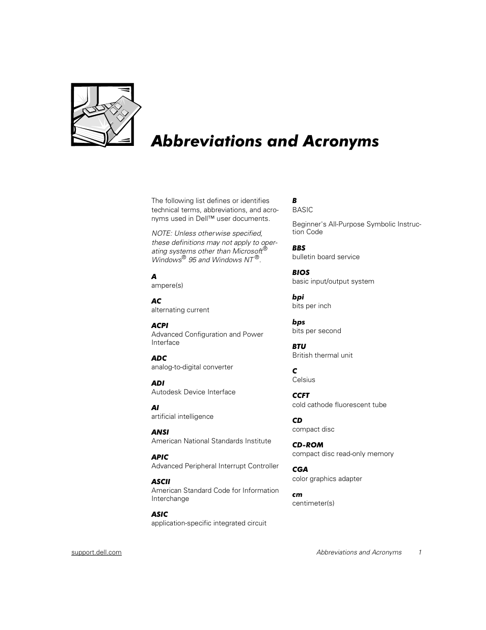 6741ugabbrev, Abbreviations and acronyms | Dell PowerEdge 2450 User Manual | Page 151 / 166