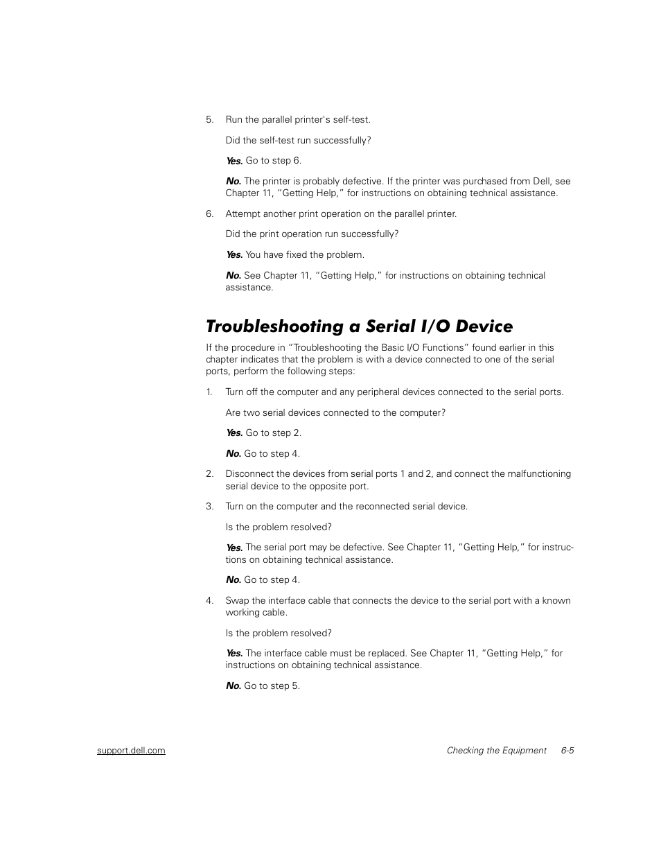 Troubleshooting a serial i/o device | Dell PowerEdge 2450 User Manual | Page 47 / 166